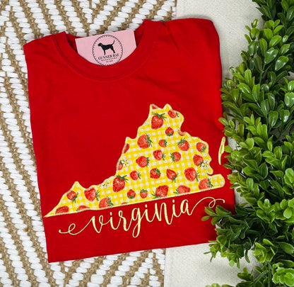 Virginia Strawberry Applique T-shirt or Sweatshirt
