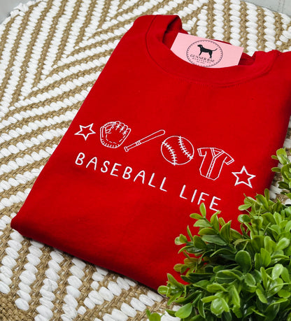 BASEBALL LIFE Embroidered T-shirt or Sweatshirt
