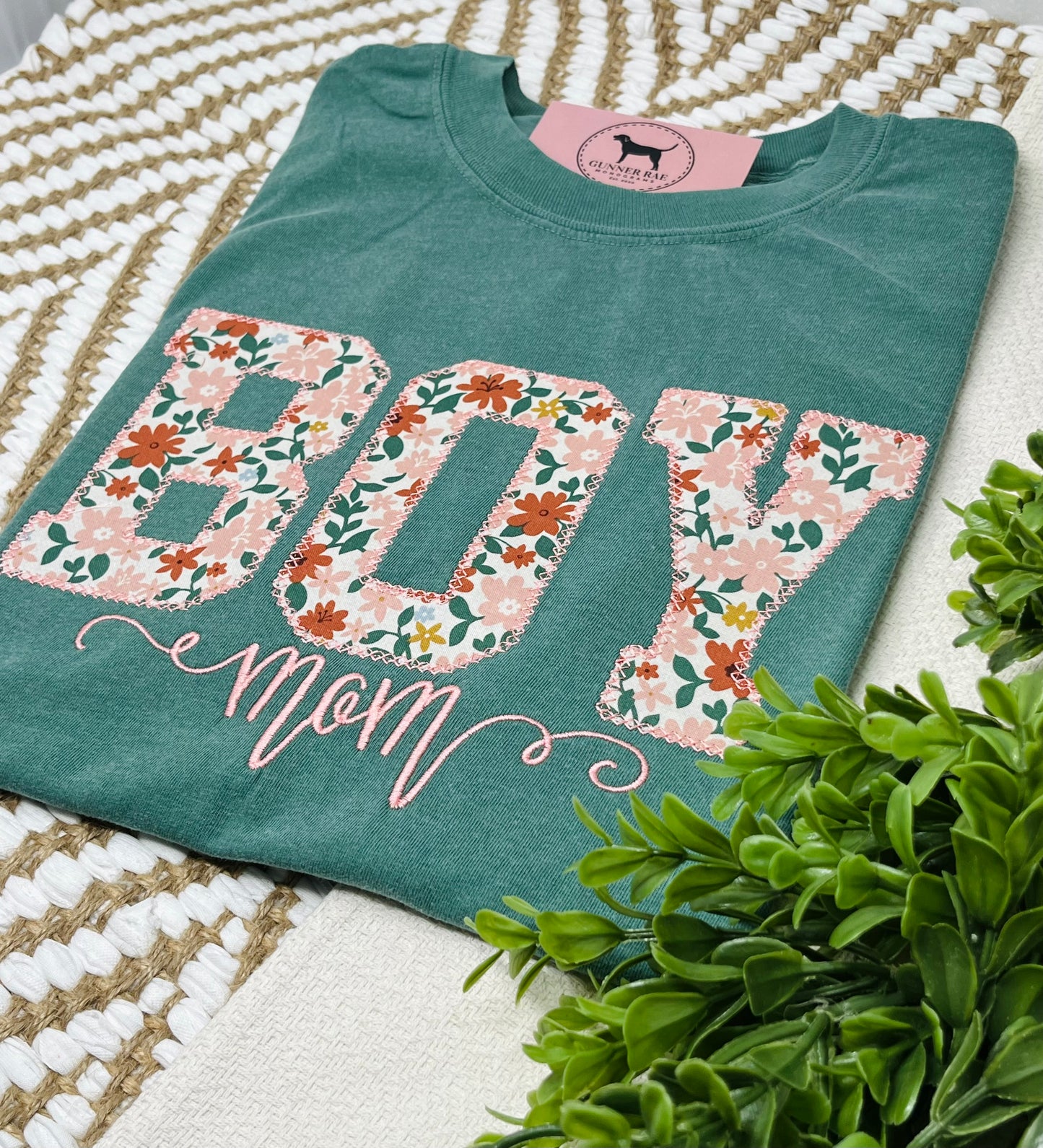 BOY MOM Applique Embroidered T-shirt or Sweatshirt