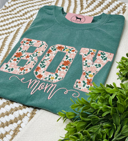 BOY MOM Applique Embroidered T-shirt or Sweatshirt