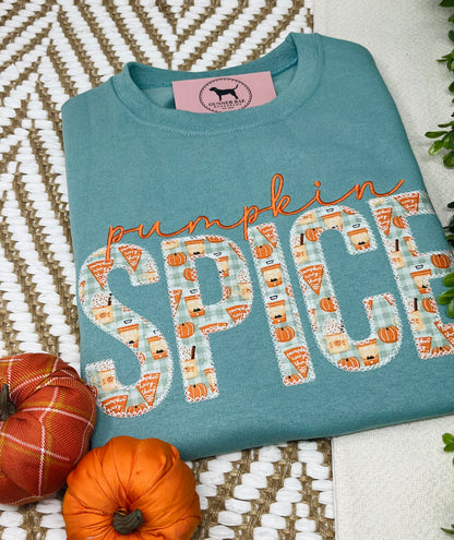 PUMPKIN SPICE Applique Embroidered T-shirt or Sweatshirt