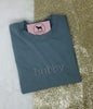 HUBBY Custom Embroidered T-shirt or Sweatshirt TYPEWRITER FONT