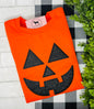 GLITTER JACK-O-LANTERN FACE Applique Embroidered T-shirt or Sweatshirt