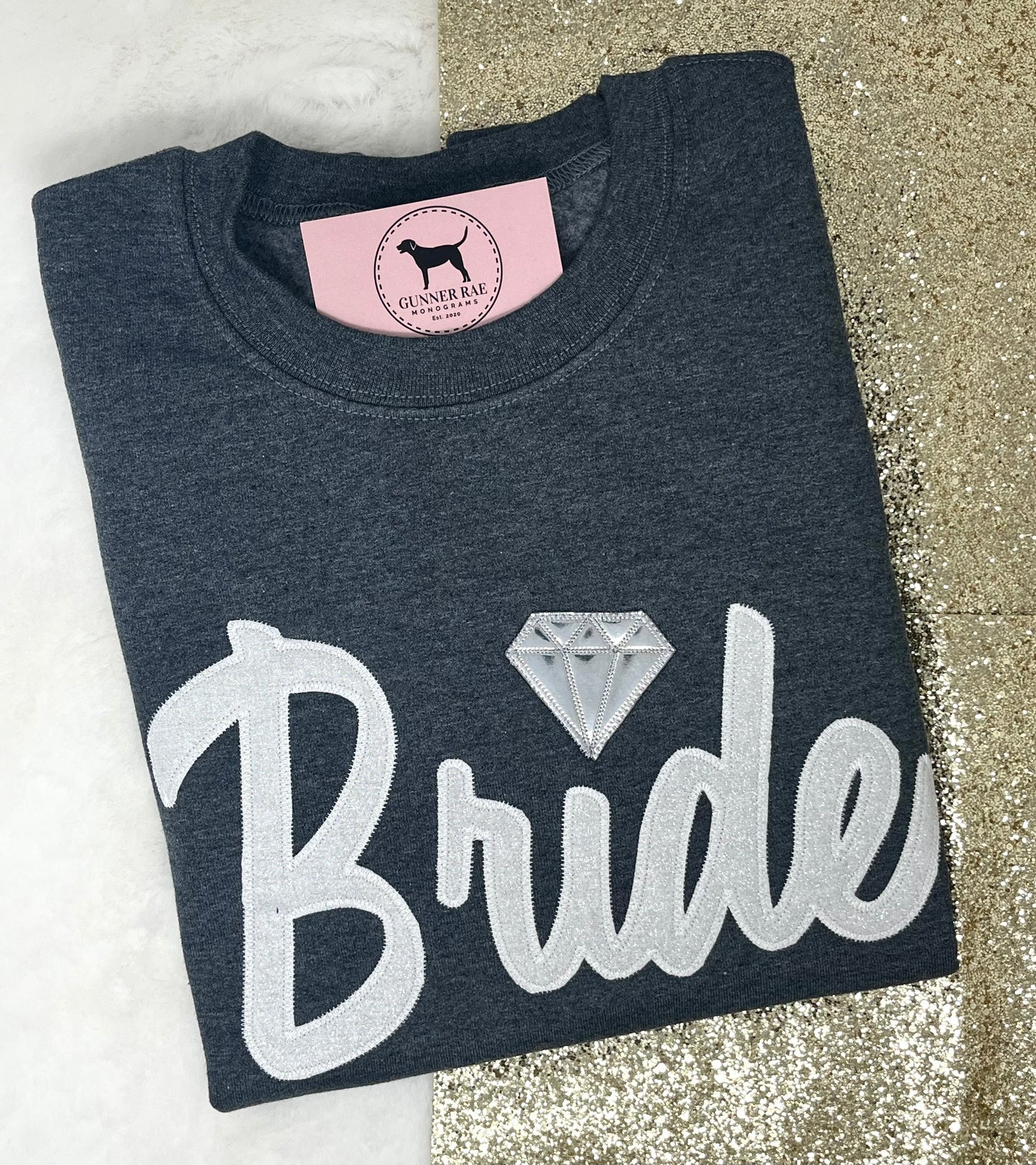 BRIDE DIAMOND Custom Applique Embroidered T-shirt or Sweatshirt