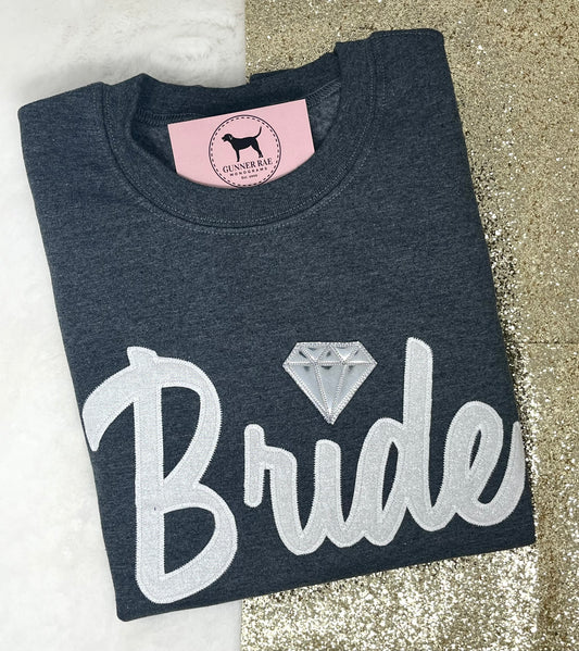 BRIDE DIAMOND Custom Applique Embroidered T-shirt or Sweatshirt