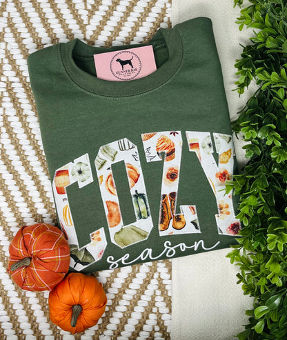 COZY SEASON Applique Embroidered T-shirt or Sweatshirt