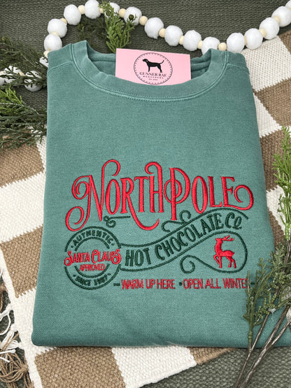 NORTH POLE HOT CHOCOLATE CO Embroidered T-shirt or Sweatshirt