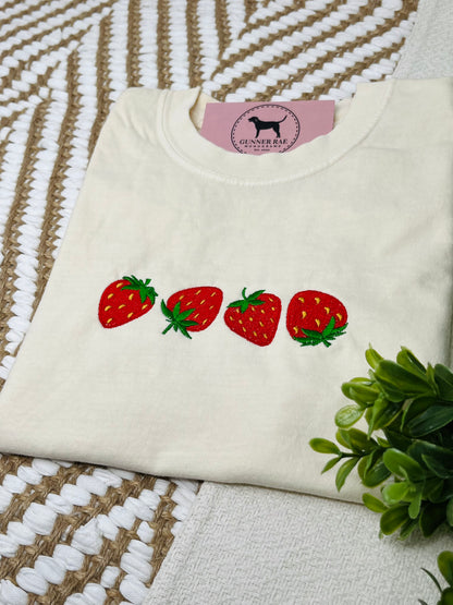 Strawberry Embroidered T-shirt or Sweatshirt