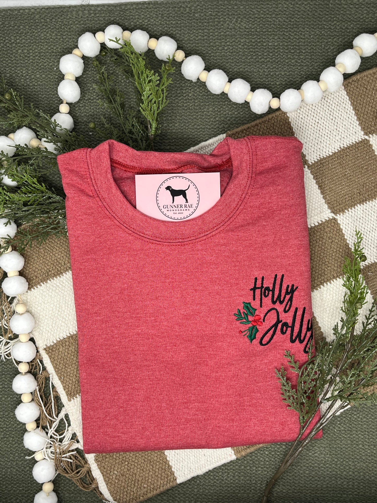 HOLLY JOLLY Embroidered T-shirt or Sweatshirt