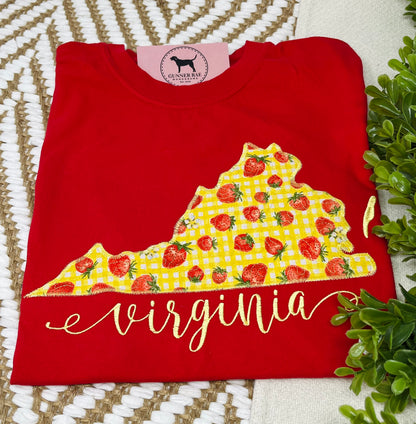 Virginia Strawberry Applique T-shirt or Sweatshirt
