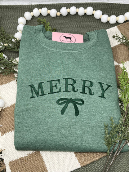 MERRY BOW Embroidered T-shirt or Sweatshirt
