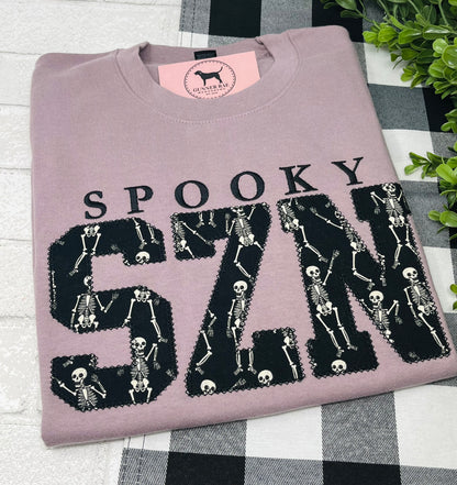 SPOOKY SZN Applique Embroidered T-shirt or Sweatshirt