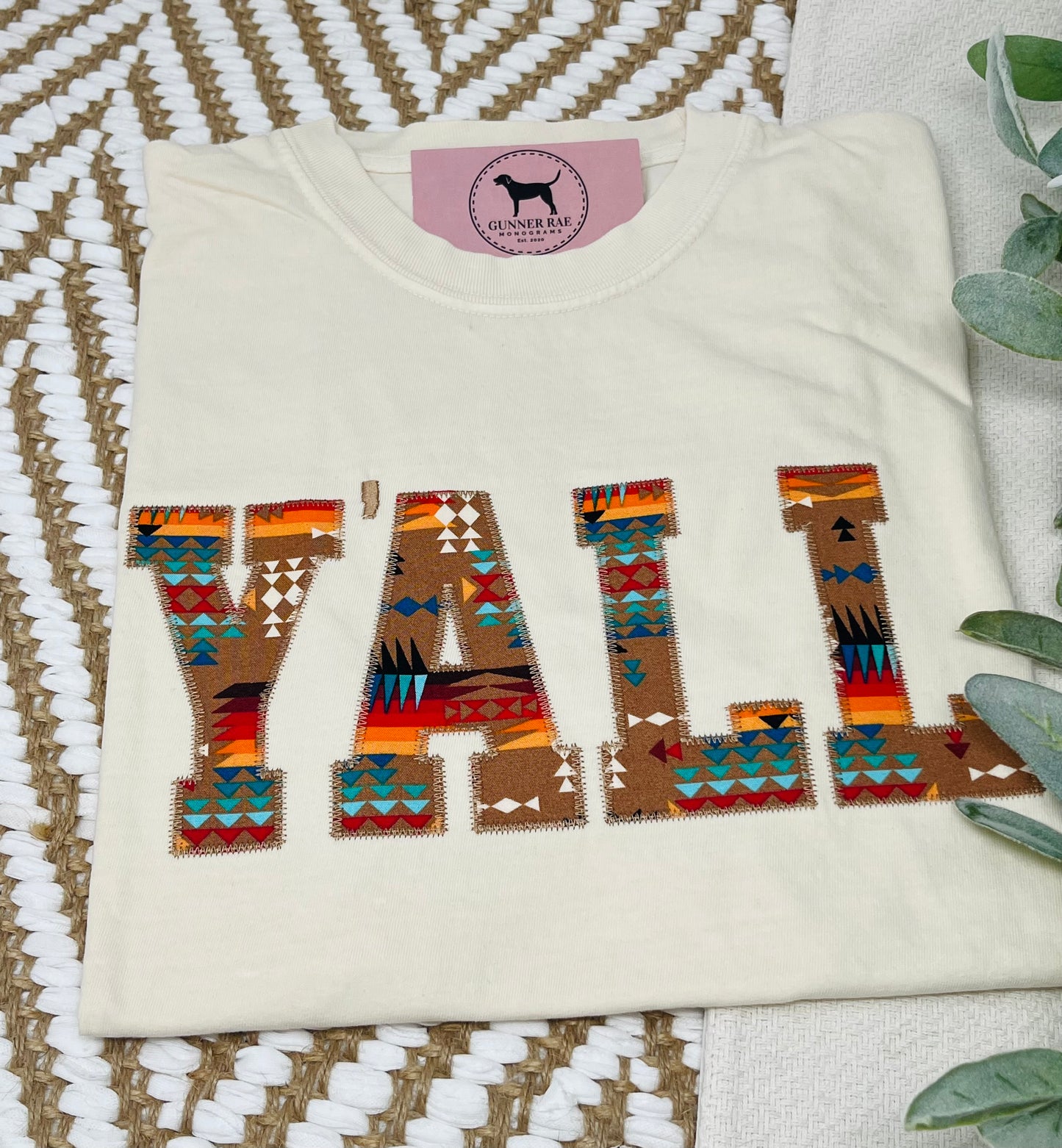 Y'ALL Applique Embroidered T-shirt or Sweatshirt (AZTEC)