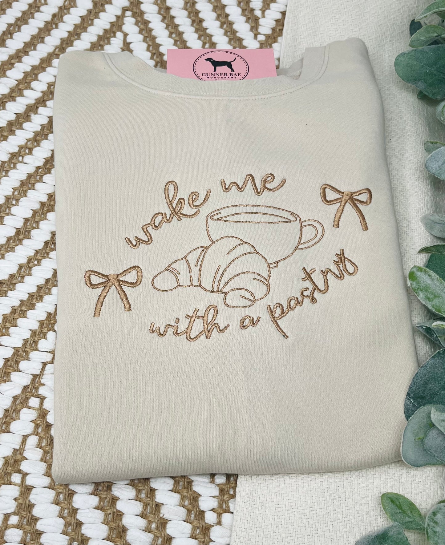 WAKE ME WITH A PASTRY Custom Embroidered T-shirt or Sweatshirt