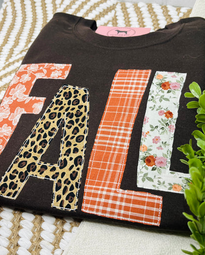 FALL MULTI FABRIC Applique Embroidered T-shirt or Sweatshirt