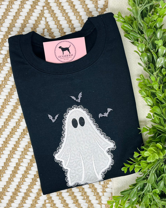 LACE GHOST Applique Embroidered T-shirt or Sweatshirt