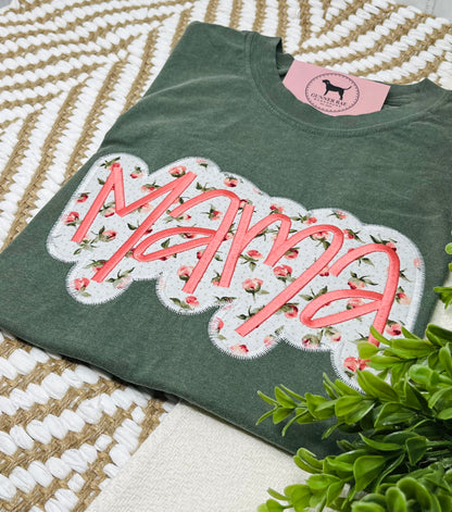 MAMA Applique Embroidered T-shirt or Sweatshirt (outline)