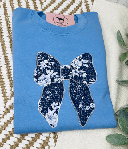 QUILTED BOW Applique Embroidered T-shirt or Sweatshirt