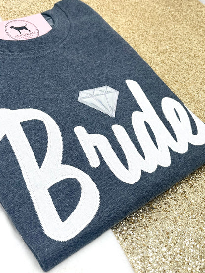 BRIDE DIAMOND Custom Applique Embroidered T-shirt or Sweatshirt