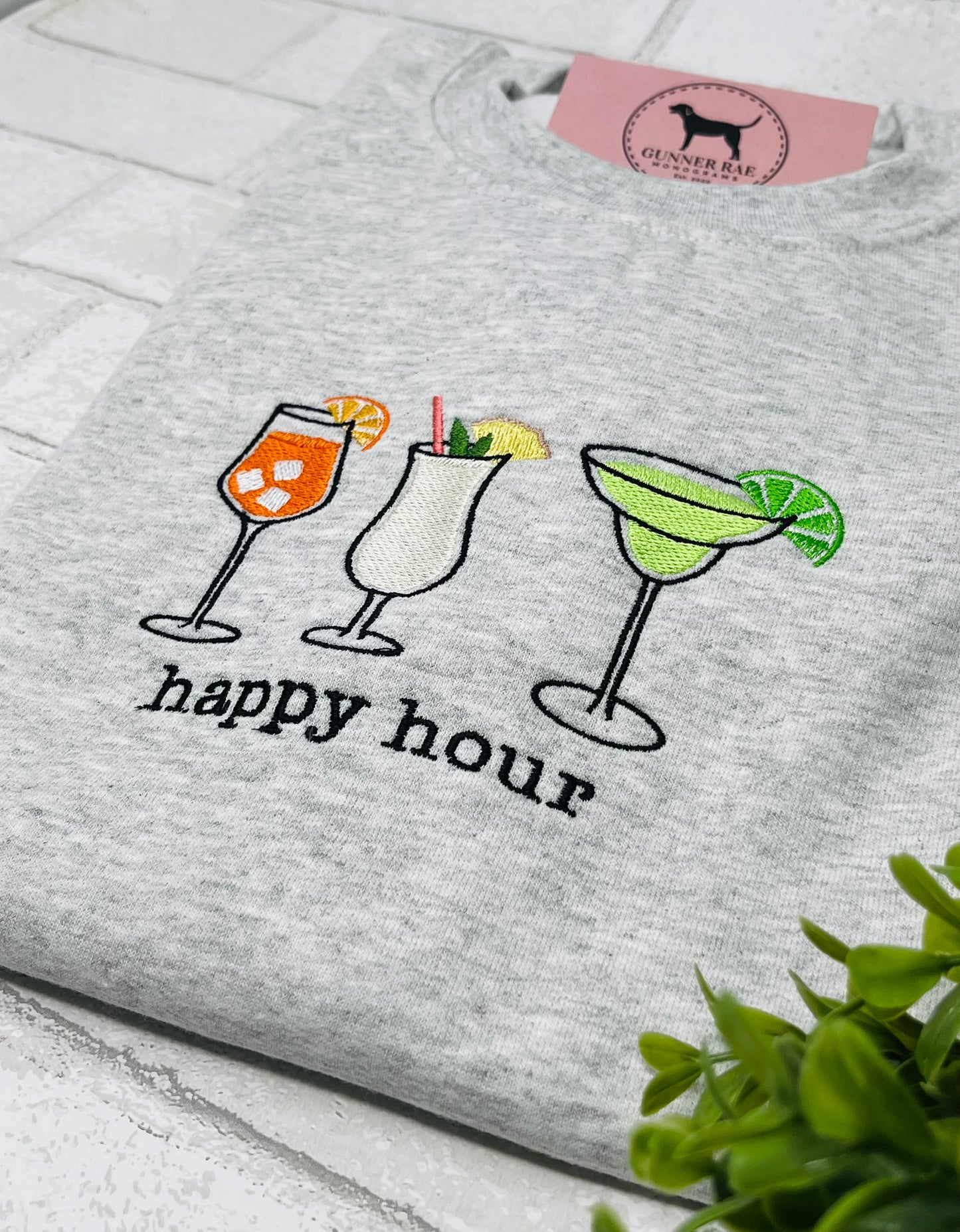 HAPPY HOUR Embroidered T-shirt or Sweatshirt