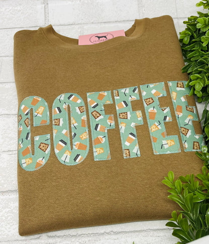 COFFEE Appliqué Embroidered T-shirt or Sweatshirt