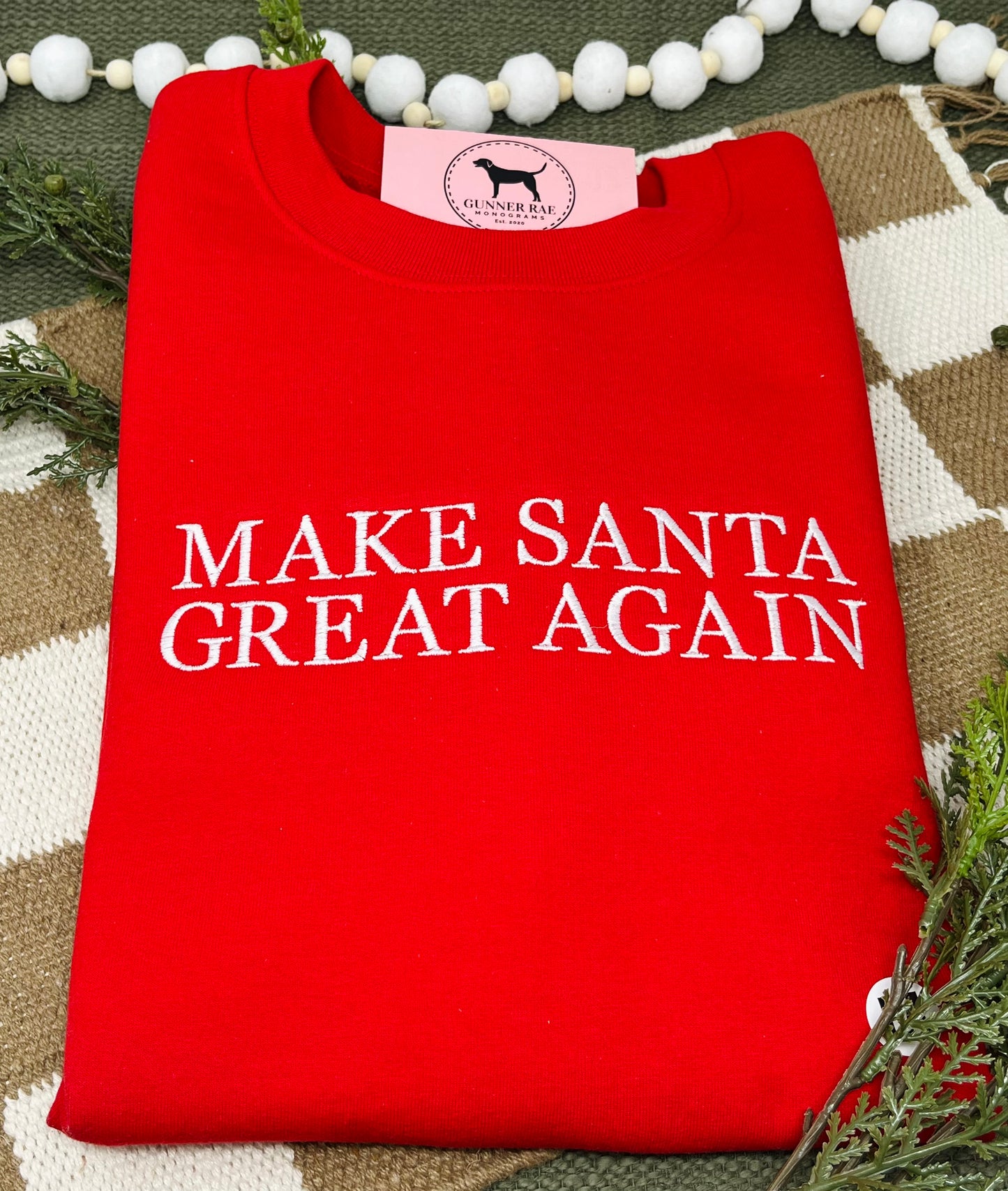 MAKE SANTA GREAT AGAIN Embroidered T-shirt or Sweatshirt