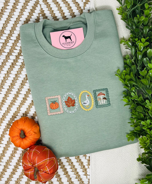 FALL STAMPS Embroidered T-shirt or Sweatshirt