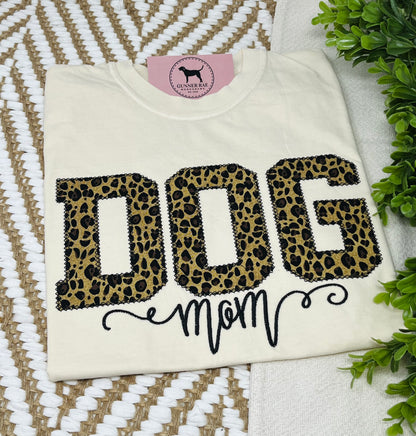 DOG MOM Applique Embroidered T-shirt or Sweatshirt