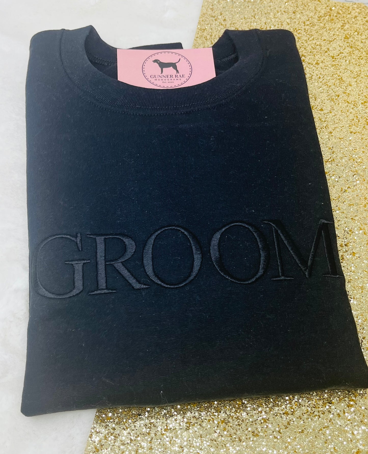 GROOM Custom Embroidered T-shirt or Sweatshirt TNR FONT