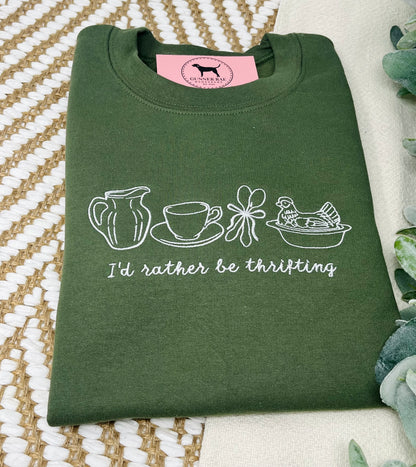I'D RATHER BE THRIFTING Custom Embroidered T-shirt or Sweatshirt