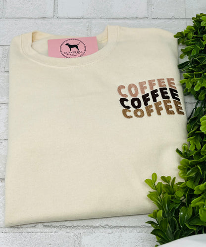 COFFEE COFFEE COFFEE Embroidered T-shirt or Sweatshirt