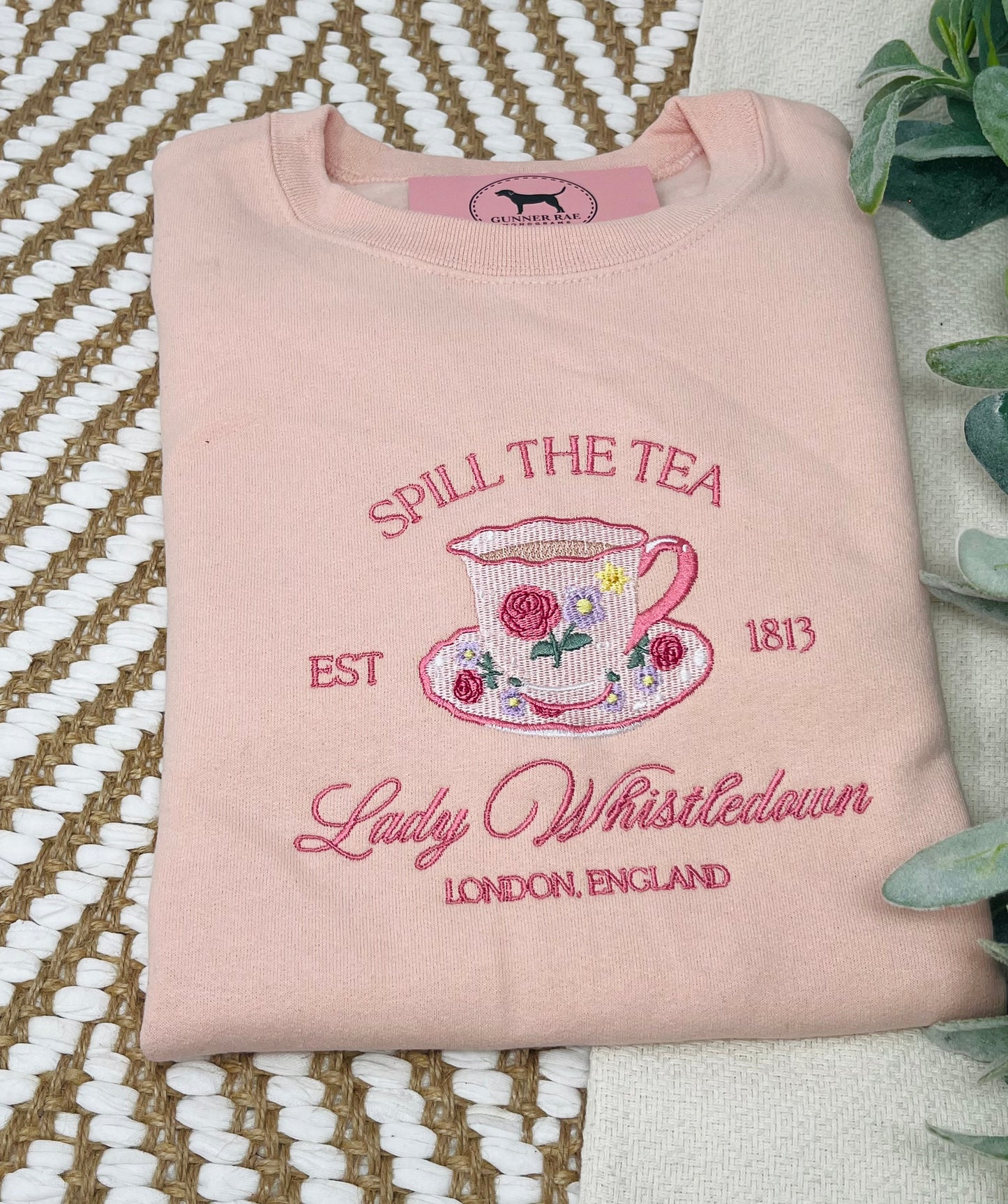 SPILL THE TEA Custom Embroidered T-shirt or Sweatshirt