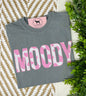 MOODY PINK COWPRINT Applique Embroidered T-shirt or Sweatshirt