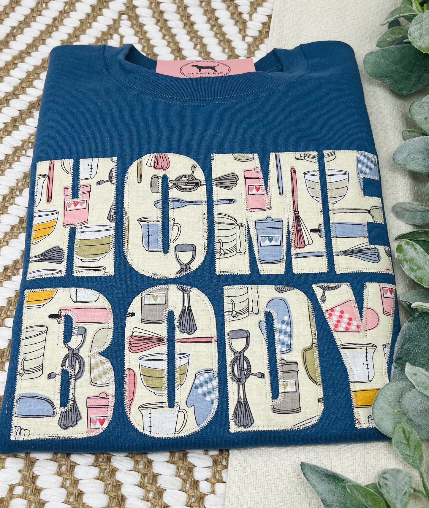 HOMEBODY APPLIQUE Custom Embroidered T-shirt or Sweatshirt