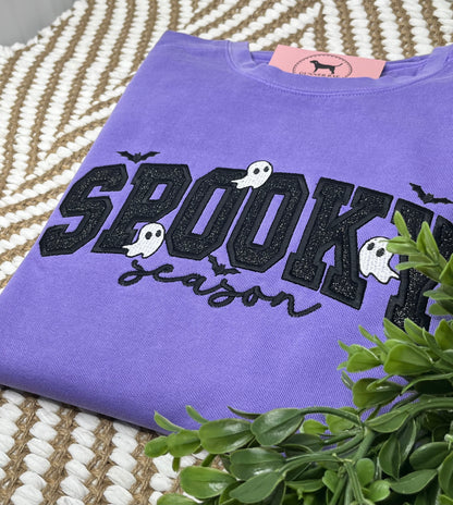 SPOOKY SEASON GLITTER Applique Embroidered T-shirt or Sweatshirt