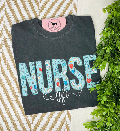 NURSE LIFE Applique T-shirt or Sweatshirt