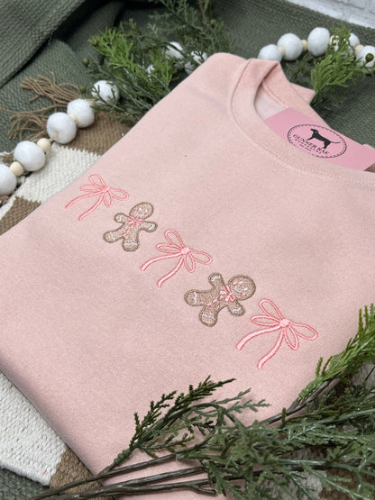 GINGERBREAD BOWS Embroidered T-shirt or Sweatshirt