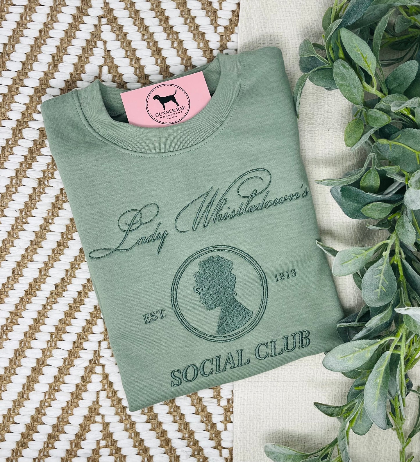 LADY WHISTLEDOWN SOCIAL CLUB Custom Embroidered T-shirt or Sweatshirt