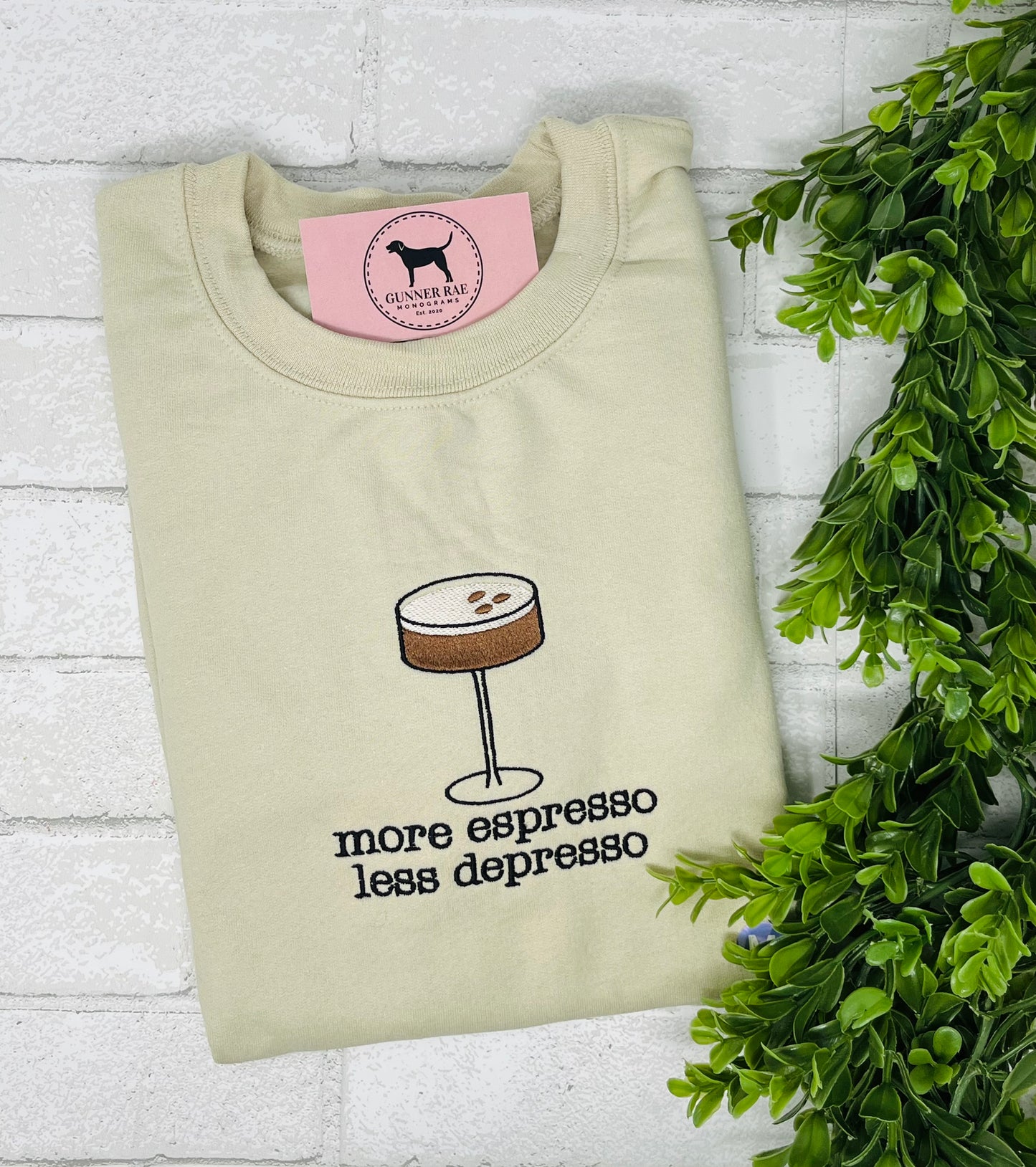 MORE ESPRESSO, LESS DEPRESSO Embroidered T-shirt or Sweatshirt