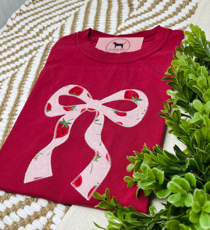 Strawberry Bow Applique T-shirt or Sweatshirt
