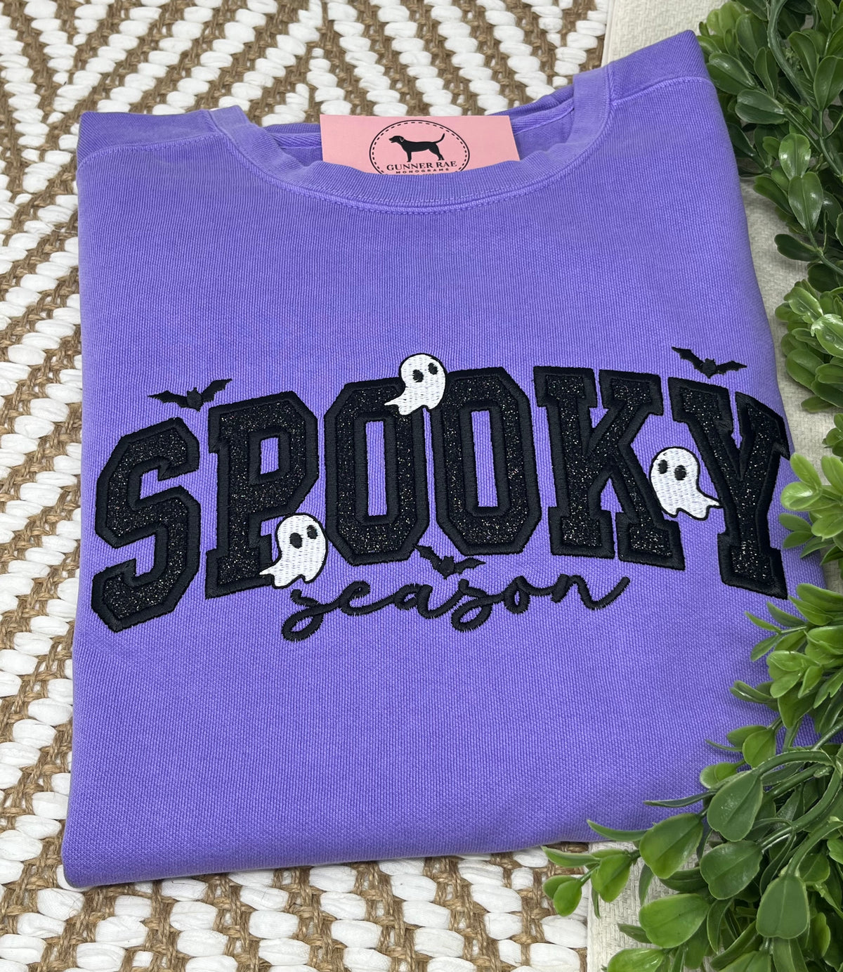 SPOOKY SEASON GLITTER Applique Embroidered T-shirt or Sweatshirt