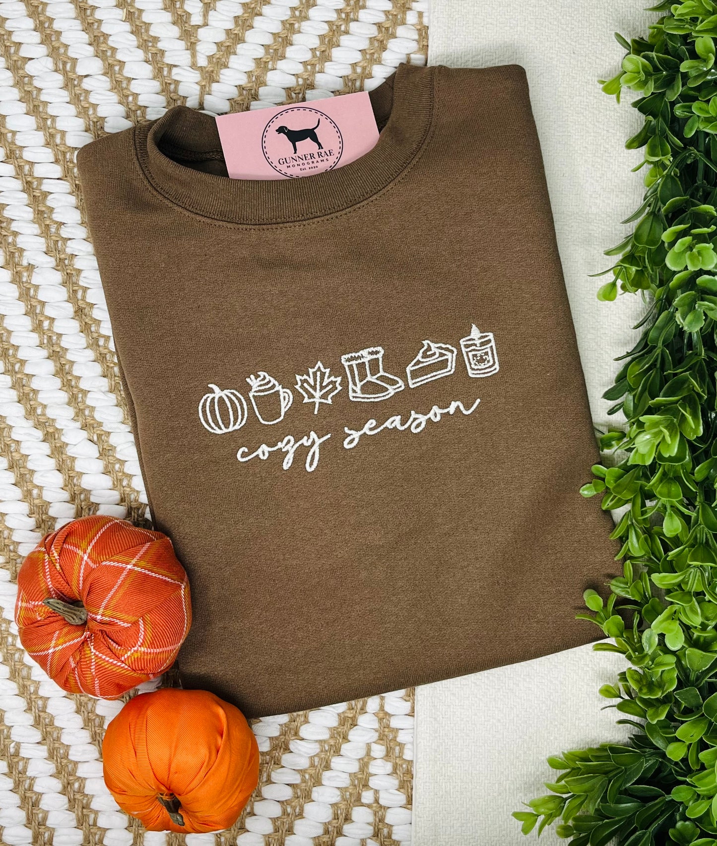 COZY SEASON Embroidered T-shirt or Sweatshirt (single color icon)