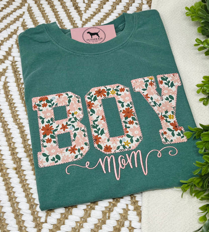 BOY MOM Applique Embroidered T-shirt or Sweatshirt
