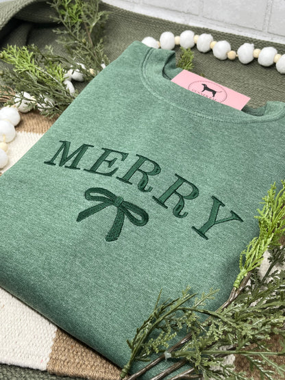 MERRY BOW Embroidered T-shirt or Sweatshirt