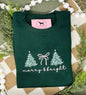 MERRY & BRIGHT BOW PINK Embroidered T-shirt or Sweatshirt