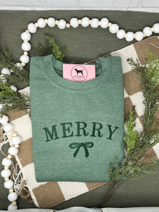 MERRY BOW Embroidered T-shirt or Sweatshirt