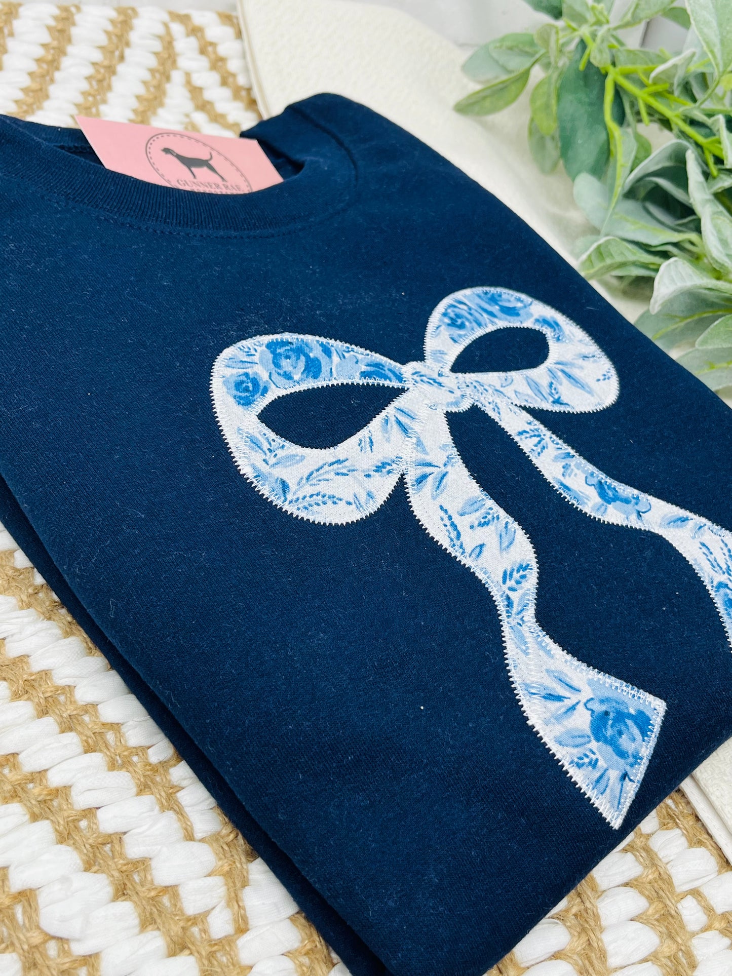 BOW Applique Embroidered T-shirt or Sweatshirt