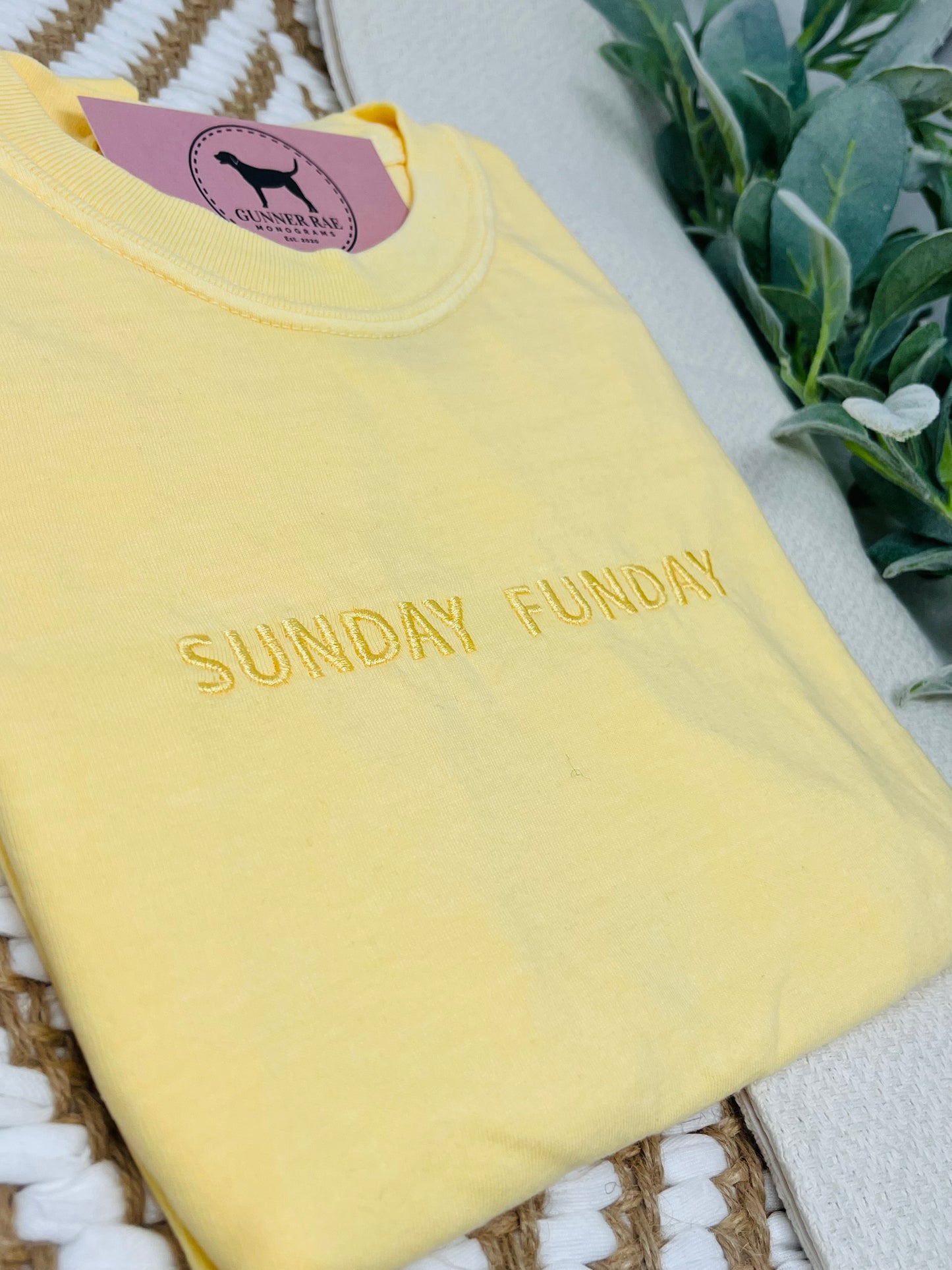 SUNDAY FUNDAY Custom Embroidered T-shirt or Sweatshirt