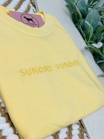 SUNDAY FUNDAY Custom Embroidered T-shirt or Sweatshirt
