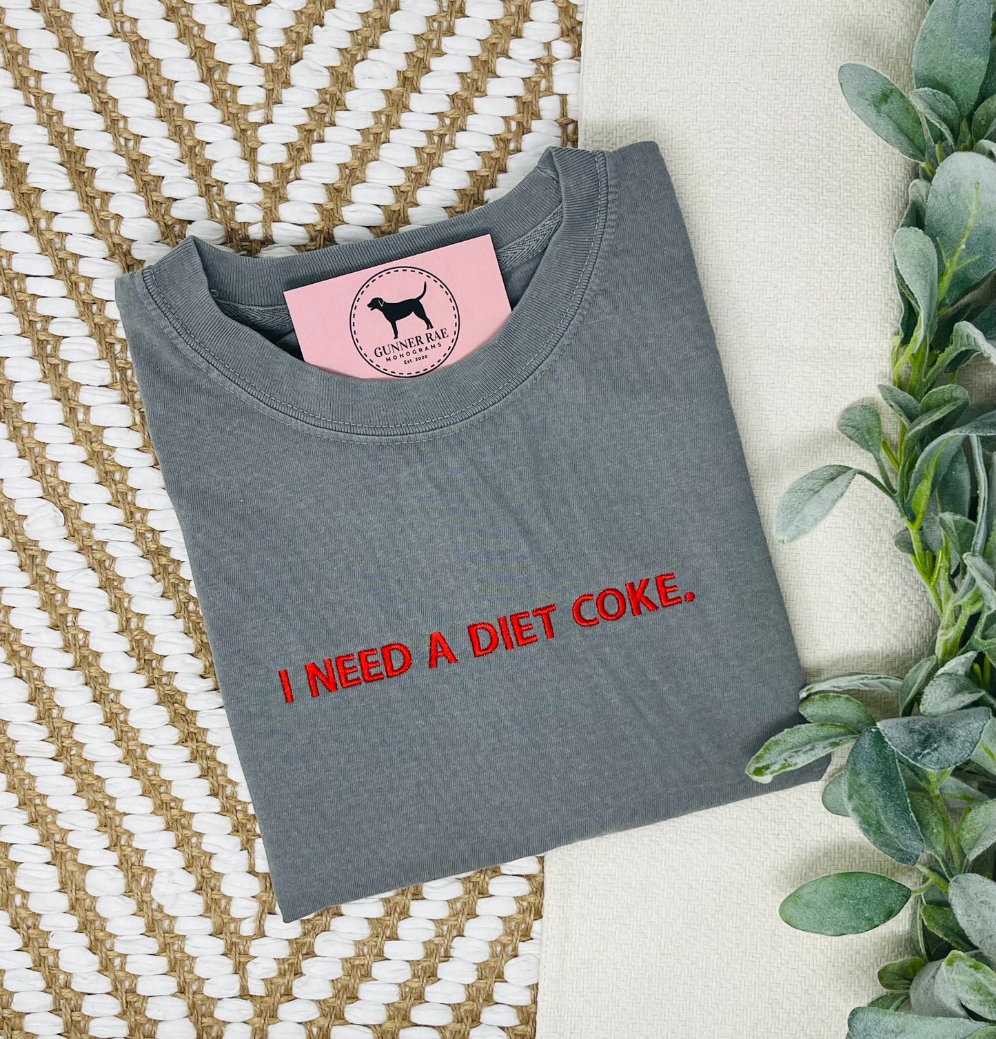 I NEED A DIET SODA Custom Embroidered T-shirt or Sweatshirt